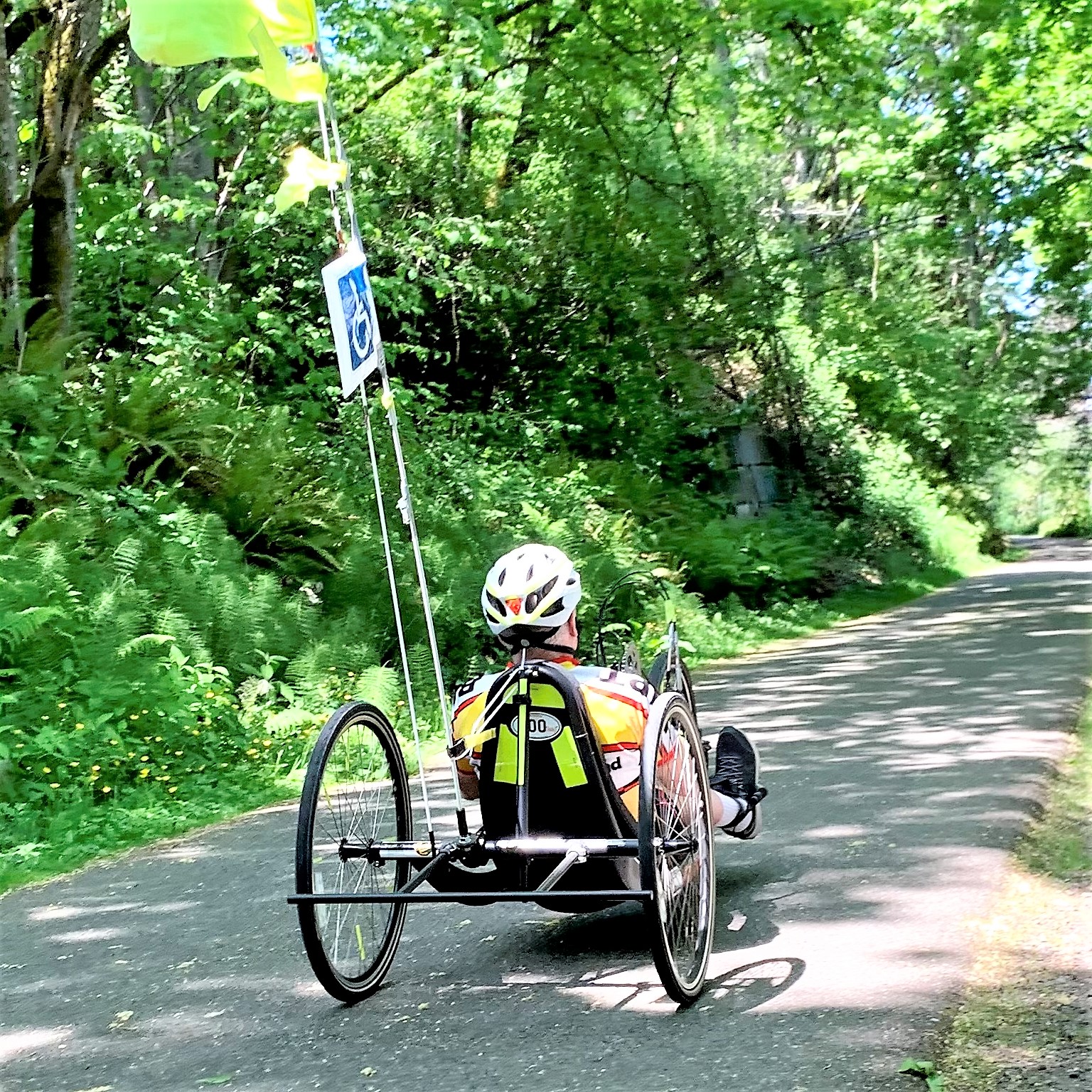 Ahearne hand cycling on the Burke-Gilman Trail